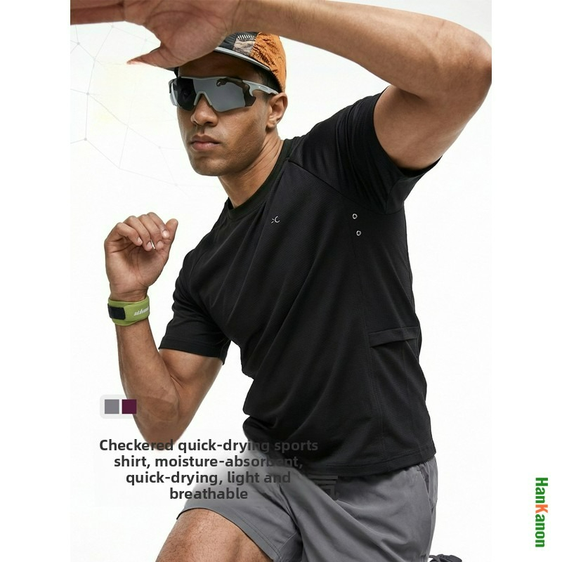 Aquatic Sports Performance - เสื้อยืดออกกำลังกายสำหรับวิ่งสำหรับผู้ชาย ระบายอากาศได้ดีด้วยเทคโนโลยี Grid-Tech: แห้งเร็ว ดูดซับความชื้น และกันน้ำ
